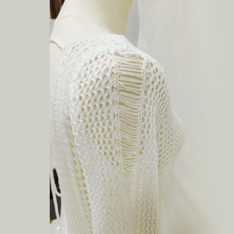 Europäisch-Amerikanischer Gehäkelter Sonnenschutz Bikini Überwurf - Sexy Lockerer Pullover Strandbekleidung.