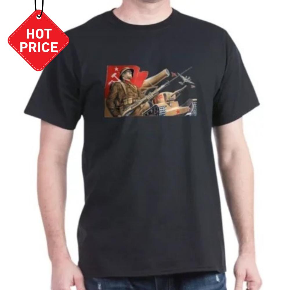 Military Soviet Union Propaganda Poster TShirt 100 Cotton ONeck Short Sleeve Summer Casual Mens Tshirt Streetwear