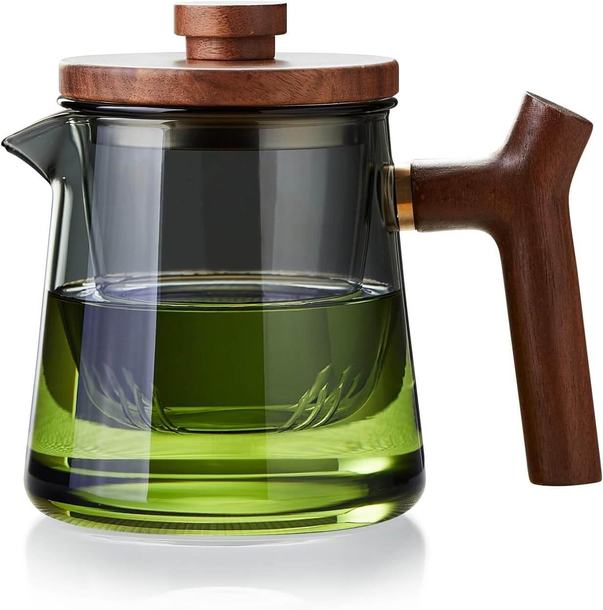 

Pokaro Tea Heat-Resistant Glass Teapot, Ink Blue, 560ml Full Capacity, Glass Tea Strainer, Wooden Lid and Handle, Stylish Kyusu Kyusu, Modern Design,