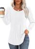 Women Long Sleeve Ribbed Knit Top Crew Neck Puff Shoulder Casual Loose Fall Blouse Shirt