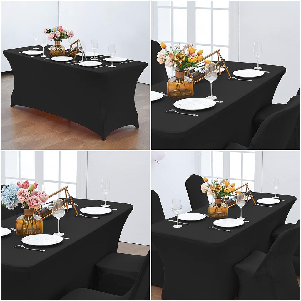 Stretch Spandex Table Cover for Rectangular Tables, Elastic Fitted Tablecloth, Wrinkle Resistant Table Cloth for Parties,Wedding