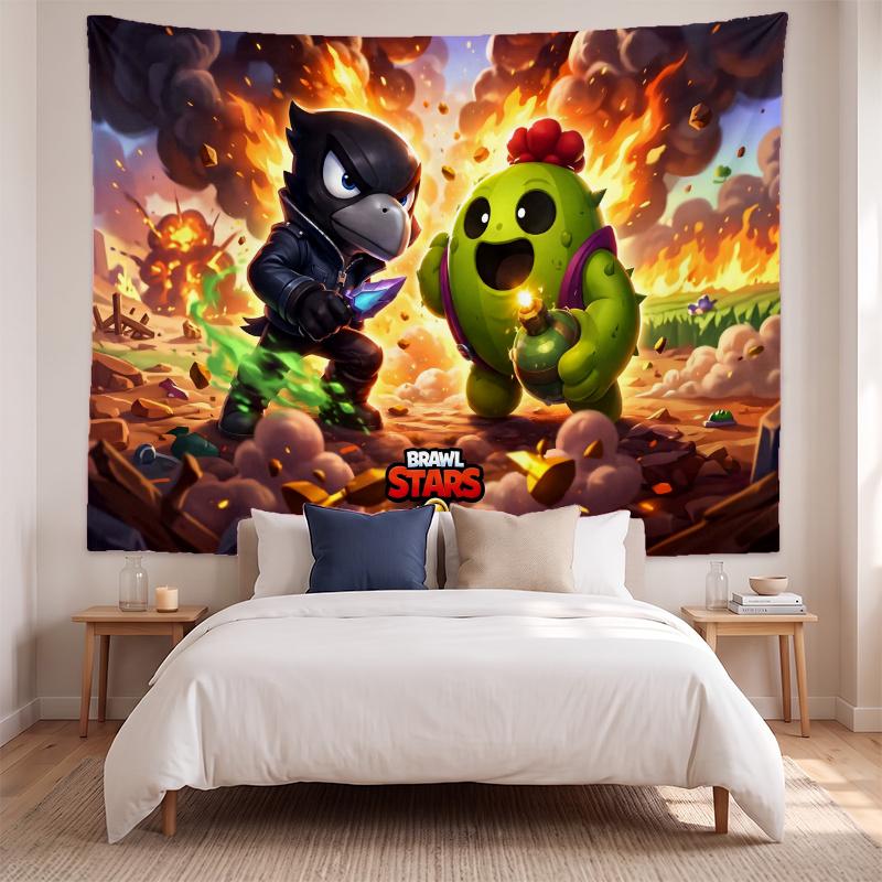 Brawl Stars (32) Meno kūrinio sieninis gobelenas namų miegamojo svetainės dekoravimui Puiki dovanos idėja