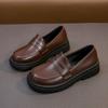 Spring and Autumn New Boys Leather Shoes Children Britain Style Black Casual Shoes for Girls Performance Slip-on Loafers