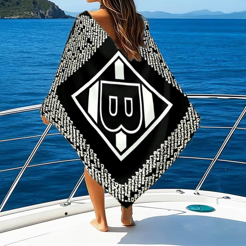 Grün Schwarz Borussia Strandtuch - Weiche, Saugfähige Mikrofaser, Leicht, Ideal für Den Strand, Partys, Reisen, Camping Fanartikel