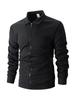 2025 Men's Slim Fit Cardigan Jacket Set with Waffle Knit, Zipper Pocket, and Lapel Collar for Spring and Autumn