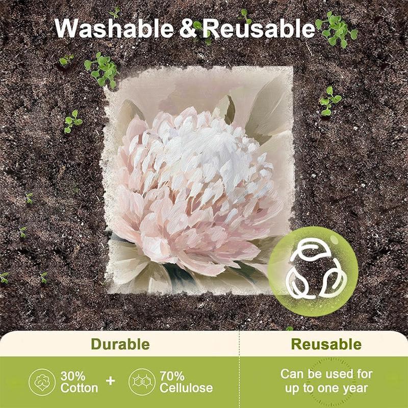 6PCS White Flowers Print Swedish Dishcloths Eco-Friendly Kitchen Dish Rags Absorbent Dish Towels Reusable Washable Cleaning Cloth