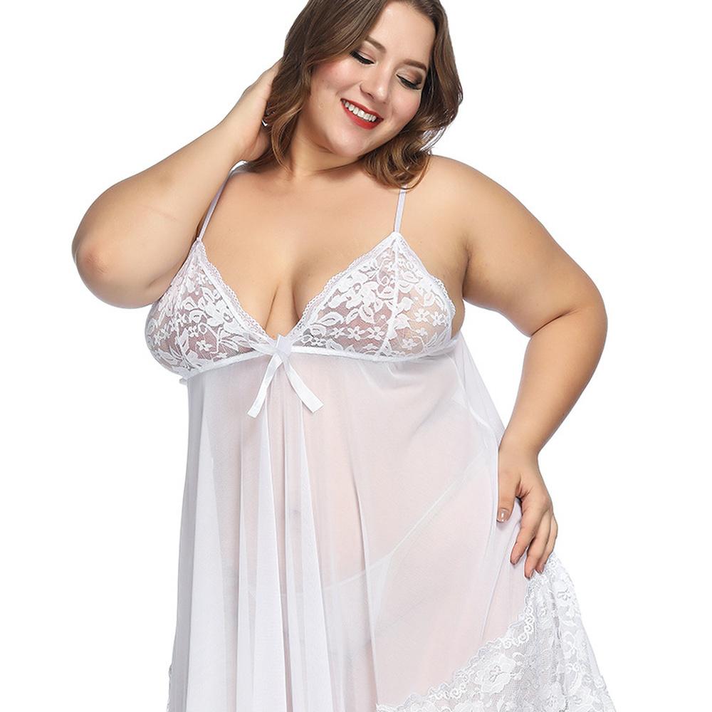 CHEST S-7XL Lencería sexy translúcida de encaje para mujer Falda de una pieza Lencería caliente y transpirable