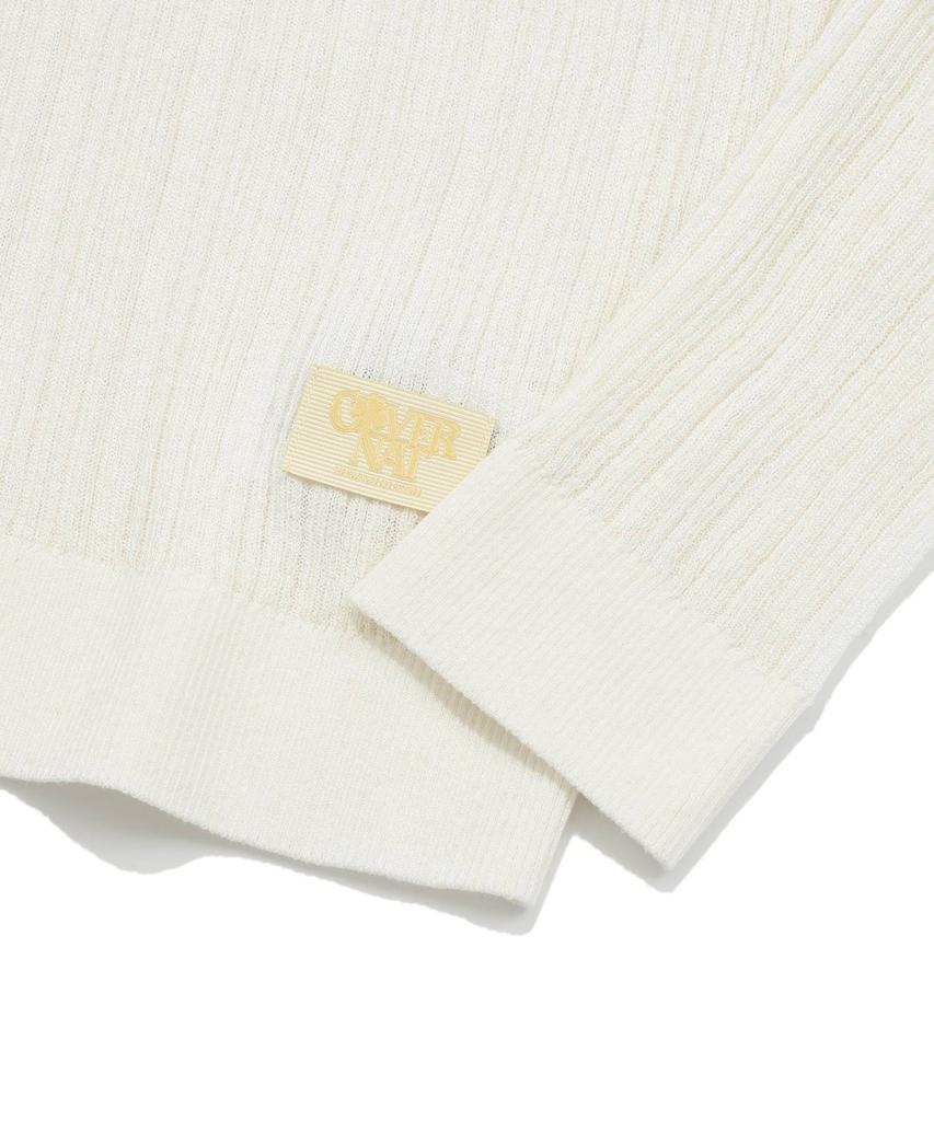 COVERNAT WOMAN Sheer Hoodie Knit Ivory