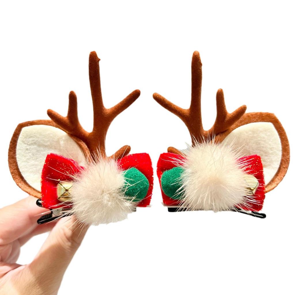 2025 Christmas Reindeer Antler Hair Clips - Cute Holiday Hair Accessories Pair