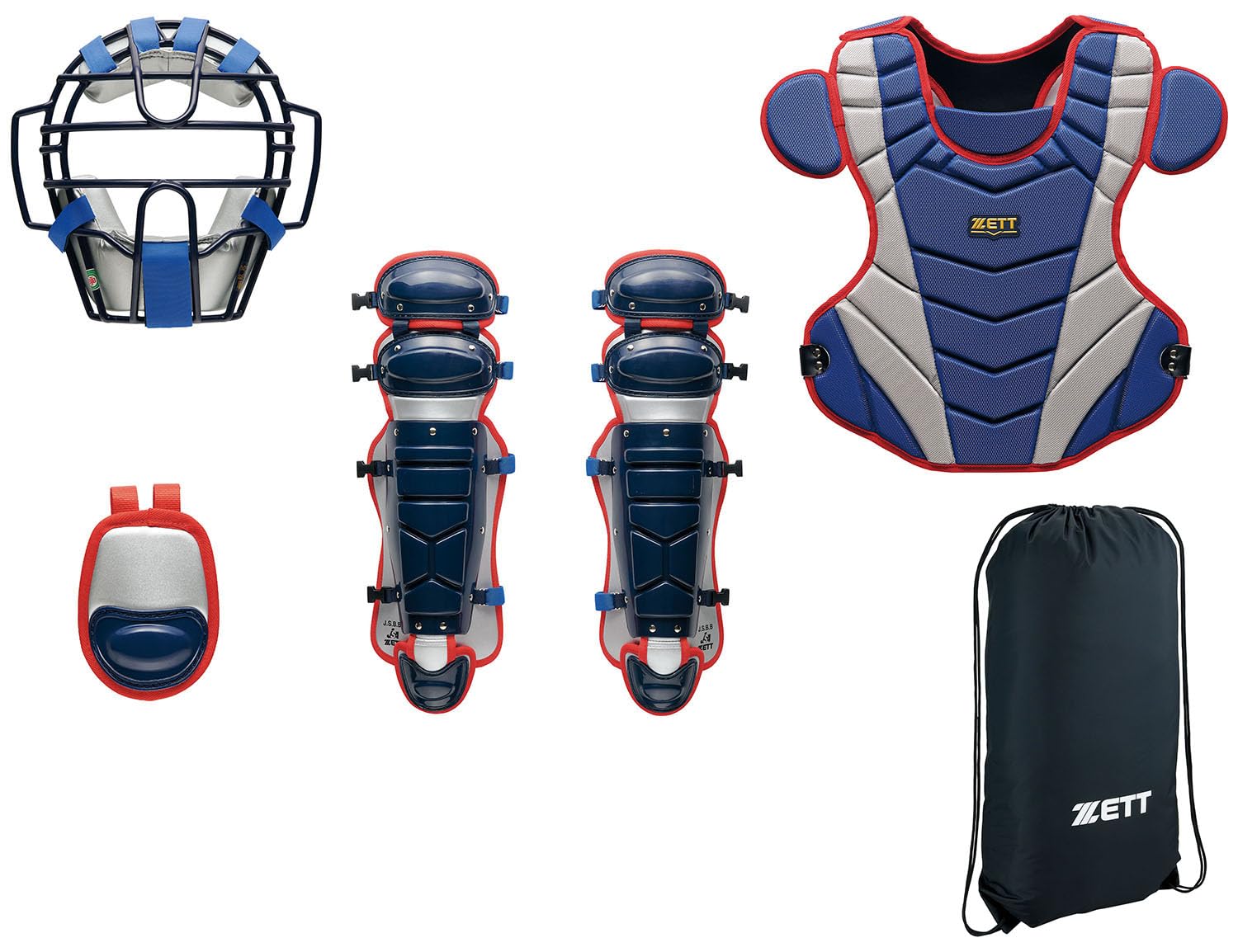 

ZETT Baseball Protector Set for Softball and Rubber Royal Blue x Red BL4350A (4 pieces) Softball, (2564)