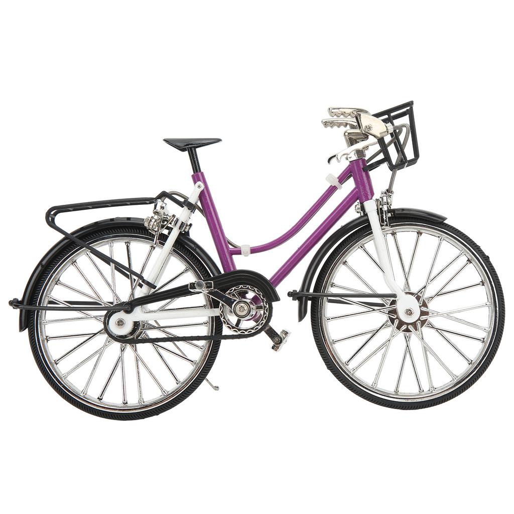 Ornamente Mini Bicicletă Mov Material Aliaj Stil Antich Model Bicicletă Jucărie Pentru Colecție Acasă Birou