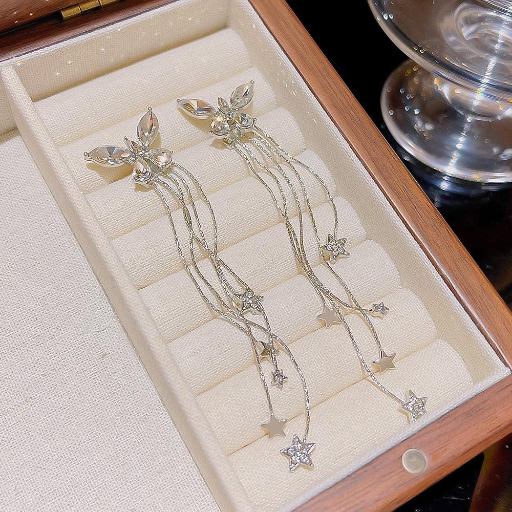 Bow Star Tassel Earrings Female New Two Earrings Joker Luxury High Sense Earrings Female.