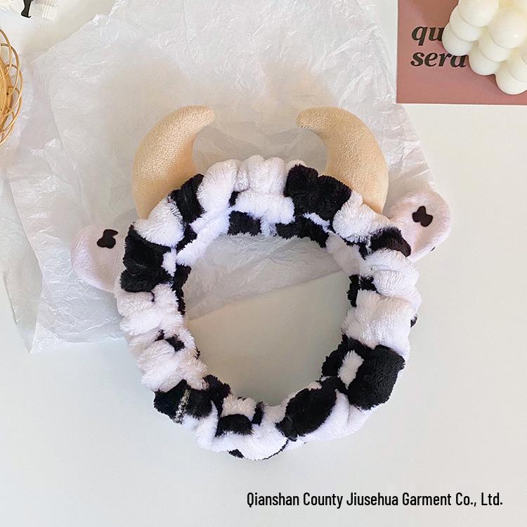 Korean 3D Cow Horn Headband: Cute Plush Hair Accessory for Women