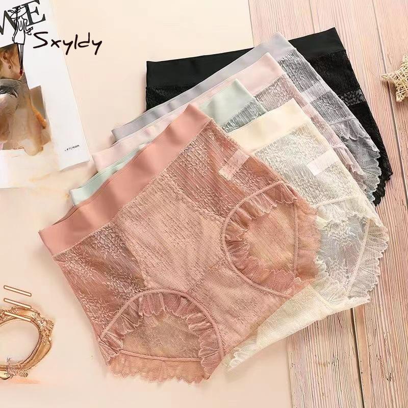

Женские кружевные бесшовные трусики с высокой талией, подтягивающие ягодицы, летние тонкие сексуальные треугольные шорты M чёрный