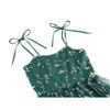 Women Sleeveless A Line Midi Dress with Embroidered Floral Mesh Overlay Adjustable Spaghetti Straps Backless Design