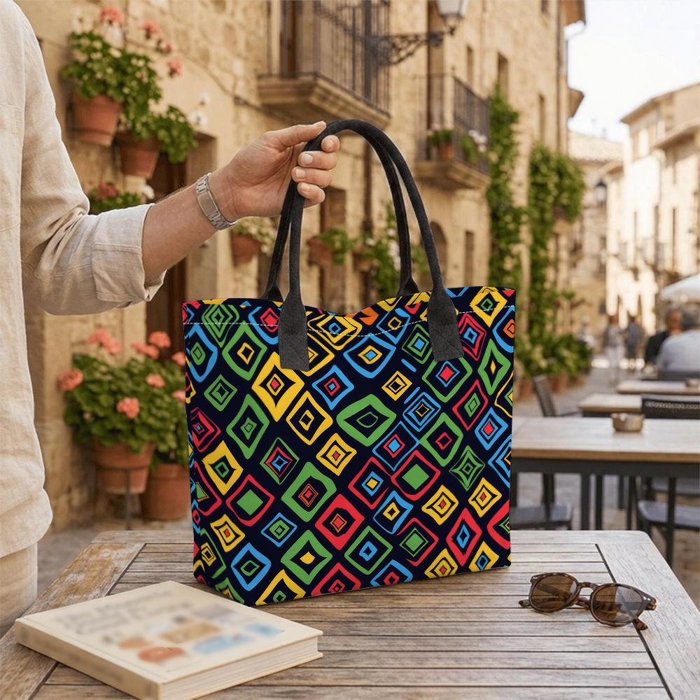 Colorful Geometric Pattern Large Capacity Casual Daily Tote Bag for Women