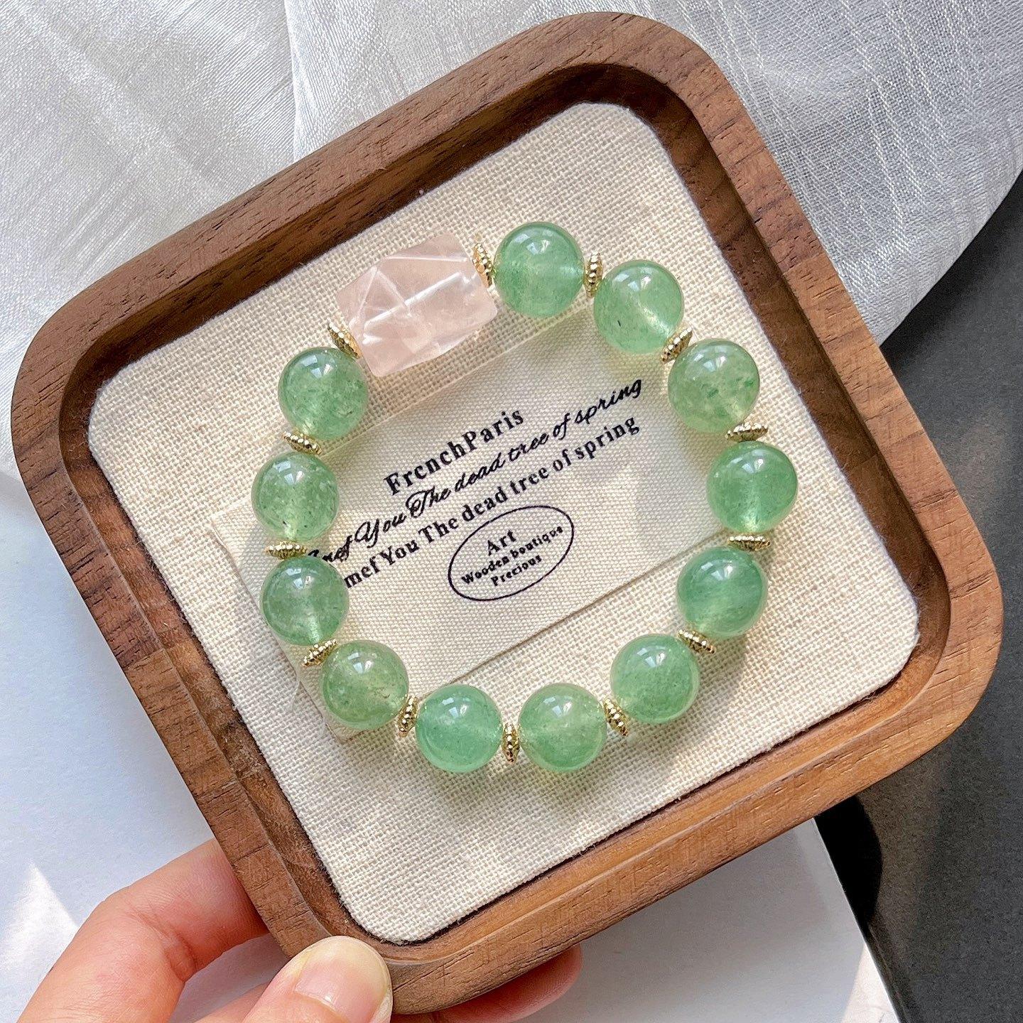 12Mm Natural Strawberry Crystal Powder Crystal Design Bracelet Bracelet