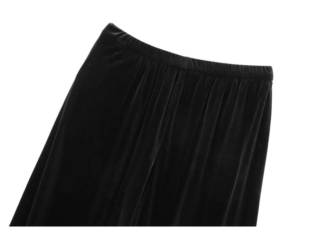 European & American Style Velvet Bomber Jacket Coat with Casual Loose Wide-Leg Pants - Women's Autumn/Winter Fashion.