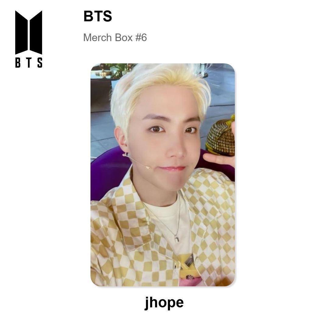 BTS Merch Box #6 Official Photocard J-Hope