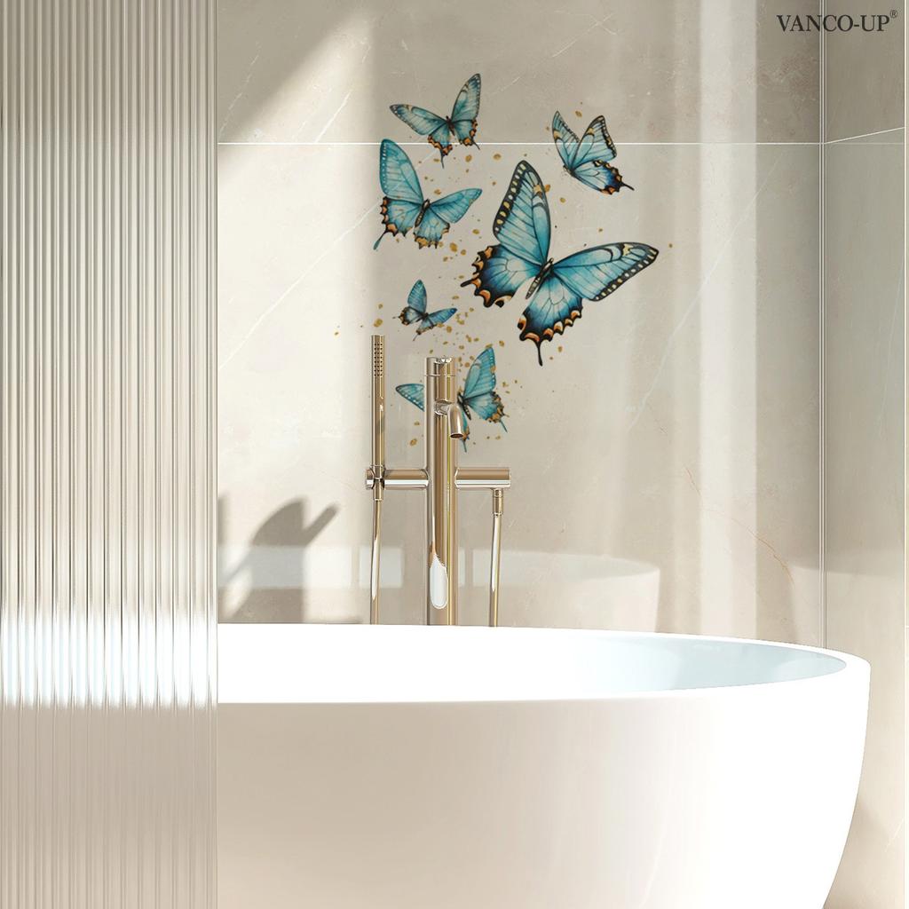 Self-adhesive Fresh Potted Flowers Butterflies Wall Stickers for Living Room Bedroom Home Background Decor