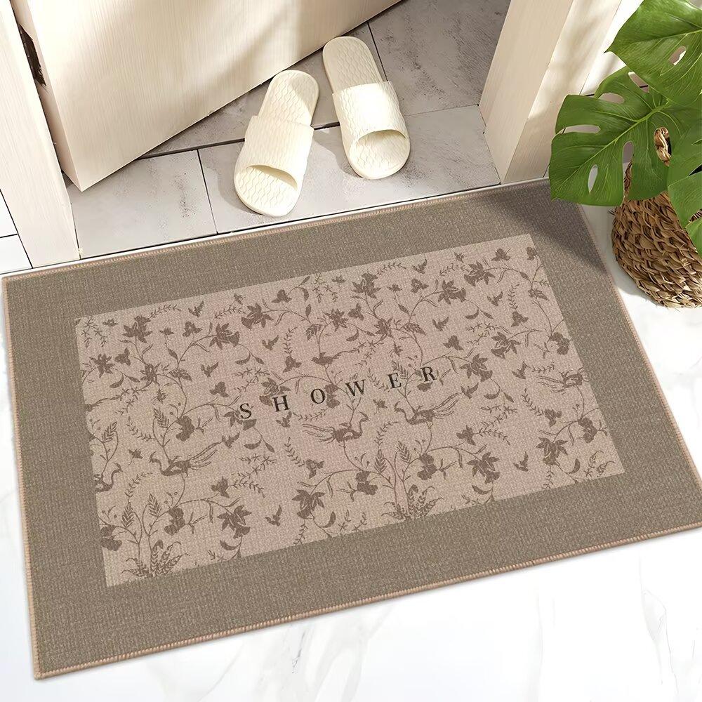 French Linen Entrance Door Porch Floor Mat Bathroom Toilet Door Dirt-Resistant Non-Slip Strong Absorbent Foot Pad Carpet