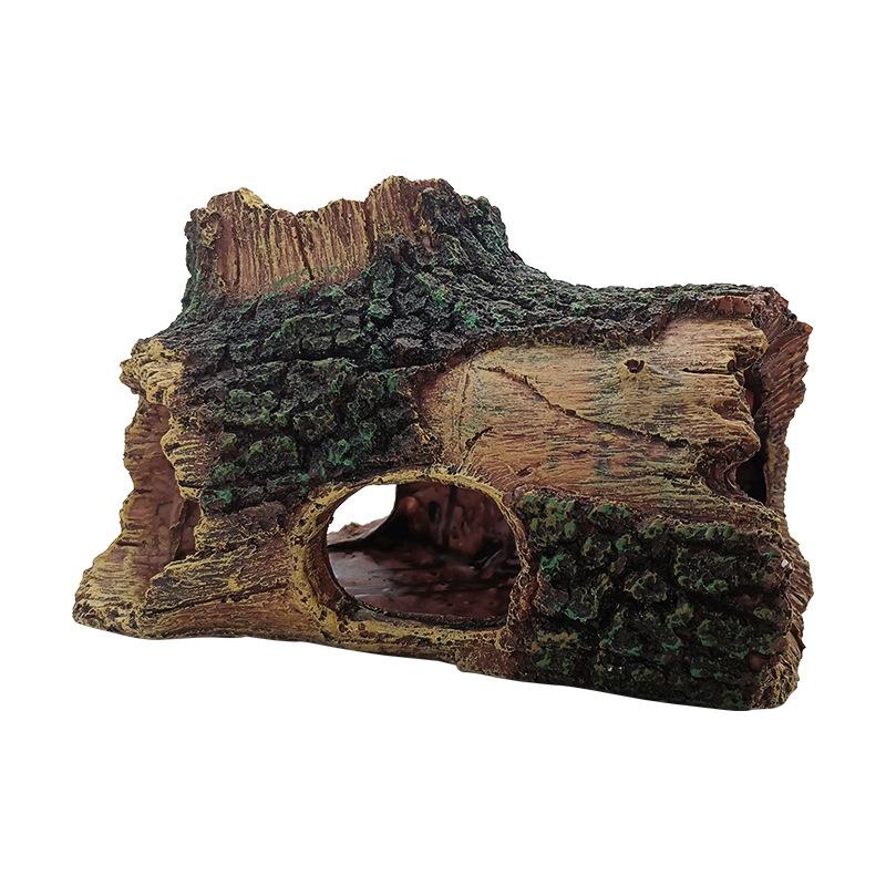 Aquarium Landscape Resin Tree Stump Cave for Reptiles, Fish, and Shrimp