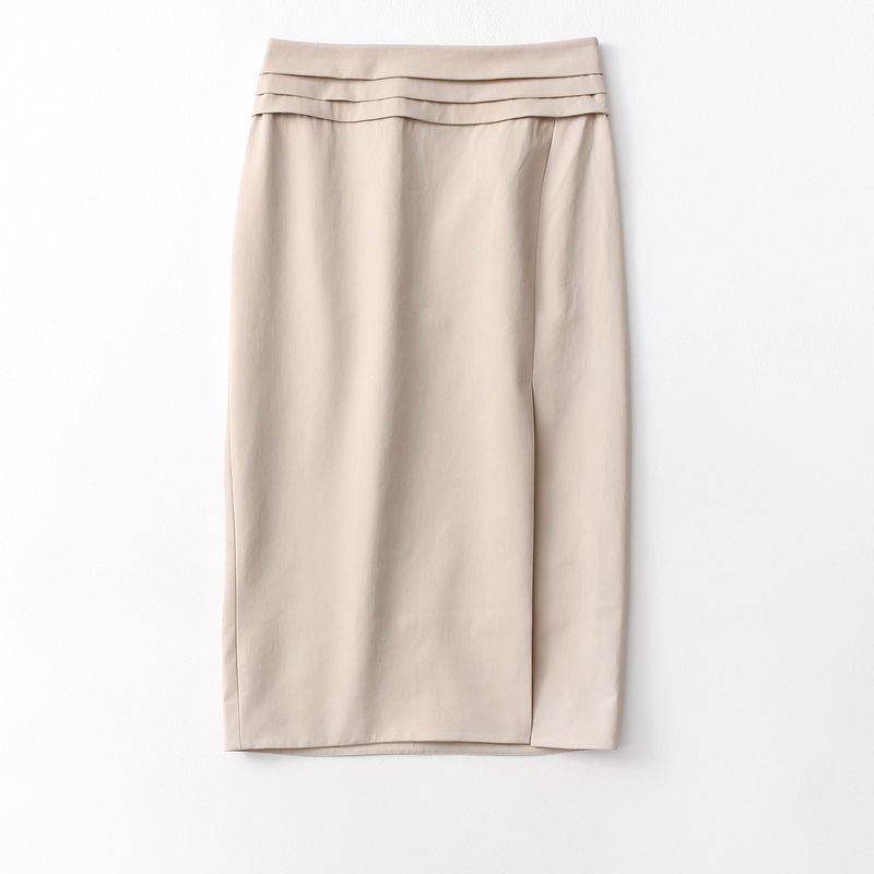 

Export Export Order French Style Elegance Hepburn Style High Waist Skirt Spring and Autumn Split Business Hip-Wrapped Dress Plus Size Ladies Shallow khakis Eurocode -16