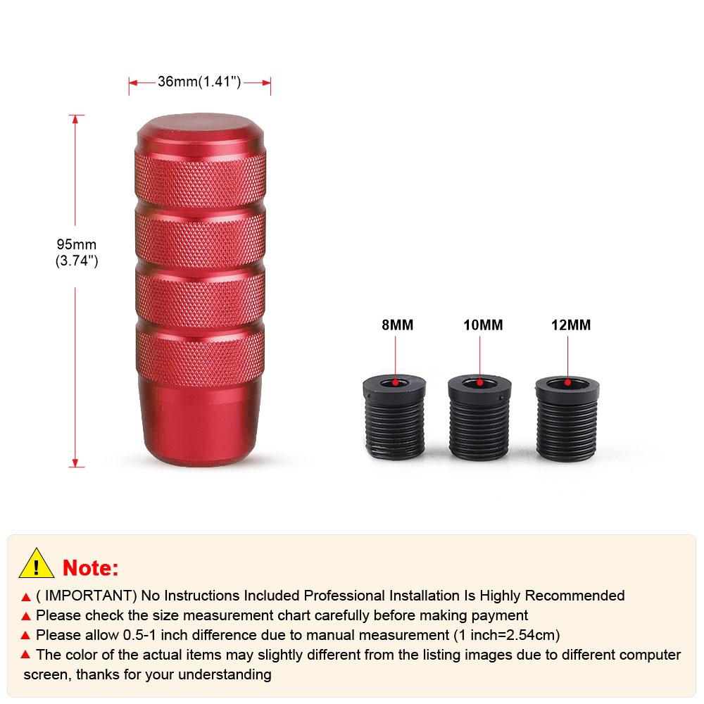 Universal 95mm Non-Slip  Shift Knob M8 M10 M12 Universal Car Manual Transmission Aluminum Knurled Shifter Lever Knob
