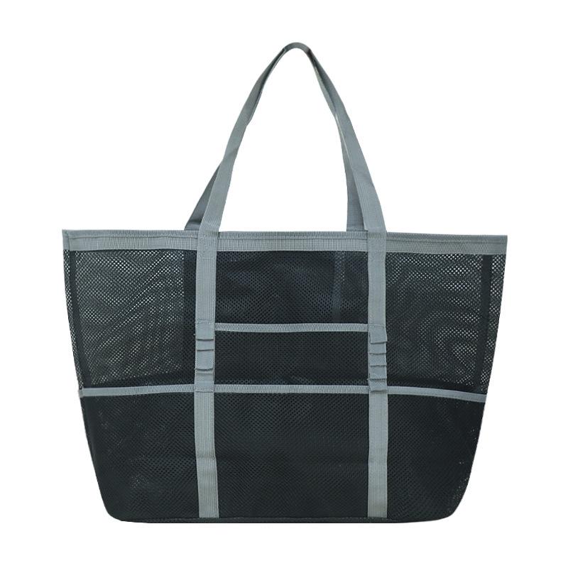 Summer Large Capacity Mesh Beach Bag For Towels 8 Pockets Durable Beach Bag For Toys Waterproof Underwear Pocket Beach Tote Bag
