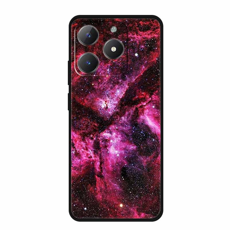 For Realme Narzo N61 Phone Case N 61 Coque Flowers Black Silicone Soft Back Cover For Realme Note 60 Case Note60 Funda Bags Capa