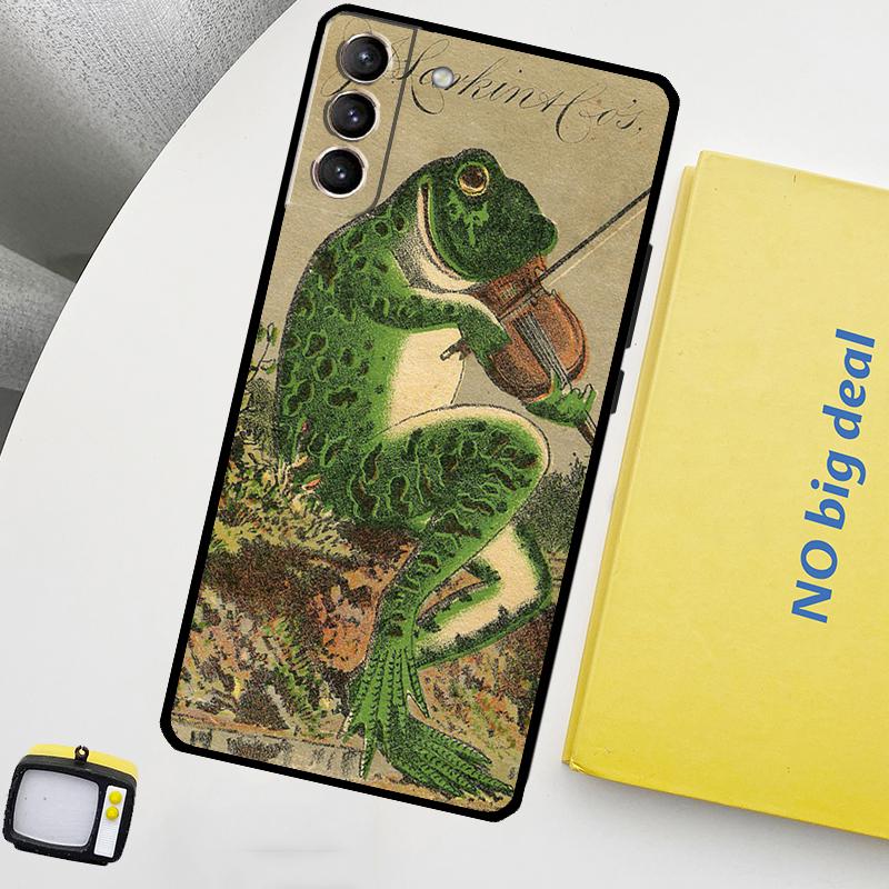 Vintage Retro Frog Mushrooms Phone Case For Samsung Galaxy S25 Ultra S20 S21 S22 S23 Plus S24 Ultra S9 S10 S25 FE Cover
