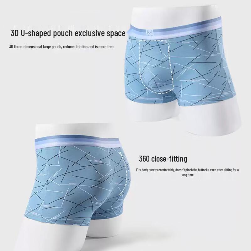 Maoren Men's Anti-bacterial Breathable Cotton Boxer Briefs 4-Pack