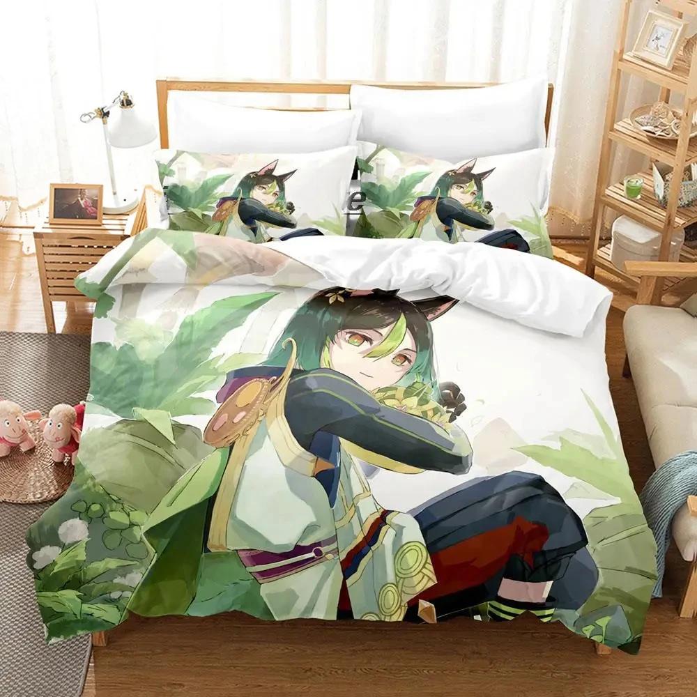 Kawaii Genshin Impact Tighnari Duvet Cover for Boys Bedroom Single Twin Full Queen King Size  Quilt Cover Pillowcase