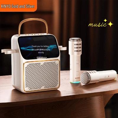 KINYO K800 Karaoke-Lautsprechersystem mit zwei Mikrofonen und Farbbildschirm CN-Stecker (Adapter enthalten)