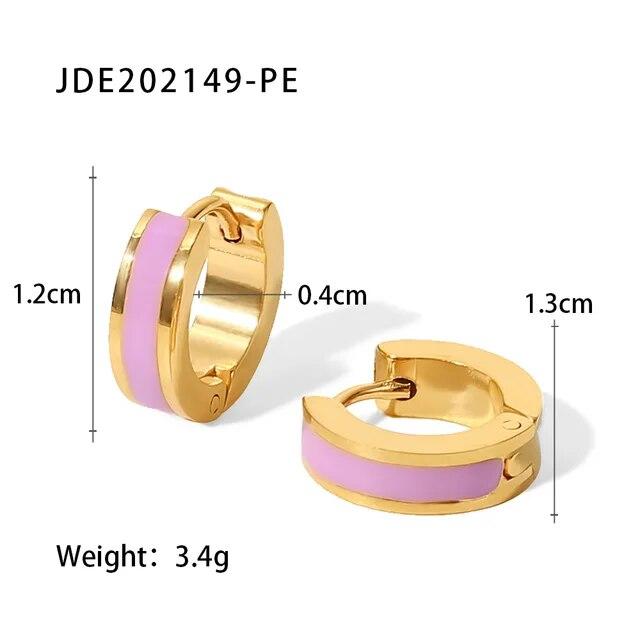 Colorful Enamel Stainless Steel Round Studs Earrings 2023 Stylish Charm Fashion Jewelry Women
