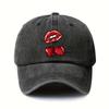 Sexy Lippen Kirschmuster Gewaschene Baseballkappe Trendige Unisex Freizeit Polyester Verstellbare Sportkappe