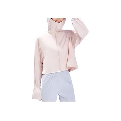 Solid Color Hooded Sun Protection Jacket Women Jackets Pink 962327706-6