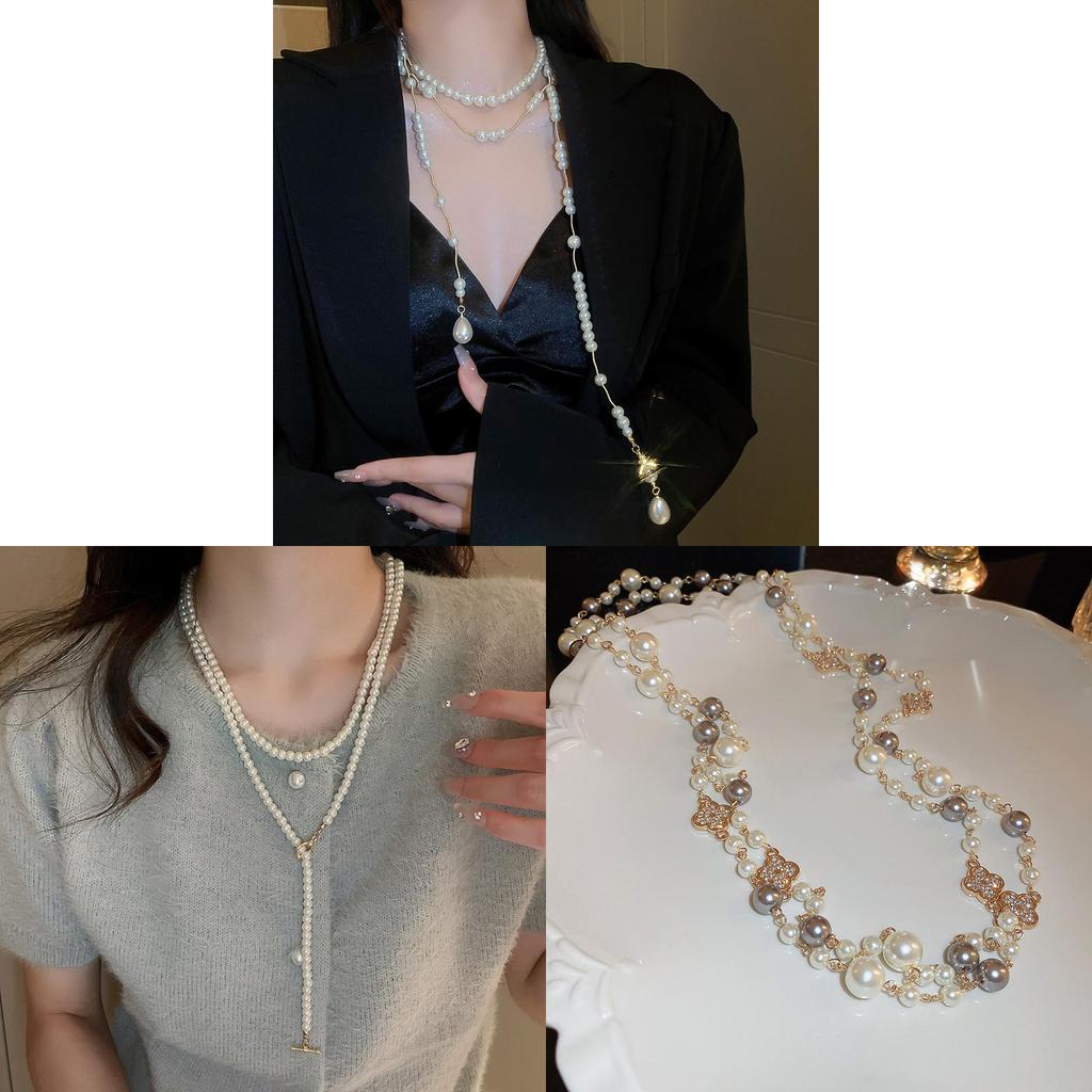 Elegant Geometric Pearl Necklace For Women With Electroplated Finish Summer Accessory