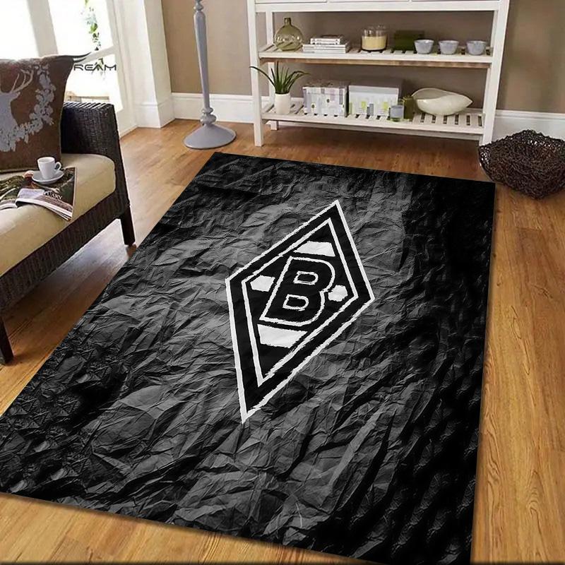 Borussia Mönchengladbach Flannel Pattern Square Carpet,Area Rug,Carpet Rug for Living Room Bedroom Sofa Playroom Decor,Non-slip Floor Mat