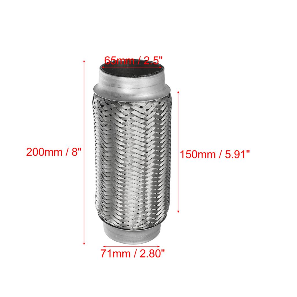 X Autohaux 51mm 58mm 65mm 76mm Stainless Steel Car Muffler Exhaust Flexible Pipe Tubing Universal Exhaust Joint