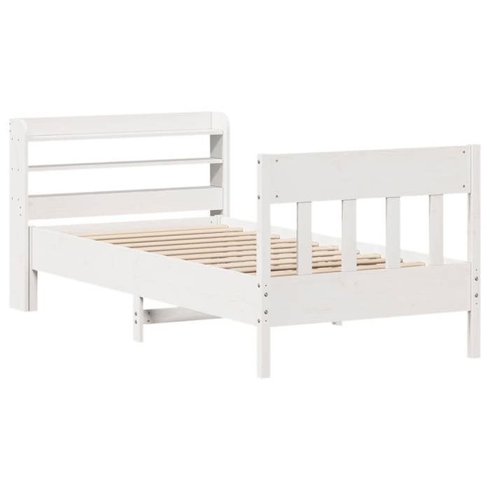 VidaXL Cadre de lit sans matelas blanc 75x190 cm bois de pin massif 3307030