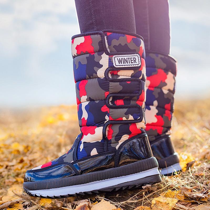 Fashion Winter Couple Boots Plush Warm Snow Boots Mid-calf Cotton Shoes Plush Couple Winter Boot Outdoor Non Slip Platform Boots for Men