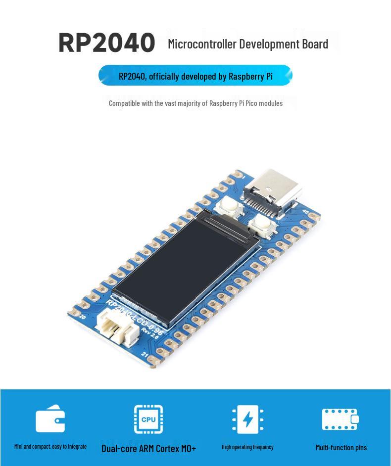 Weixue RP2040 Dev Board with 0.96" LCD & Pin Headers, Raspberry Pi Pico Compatible