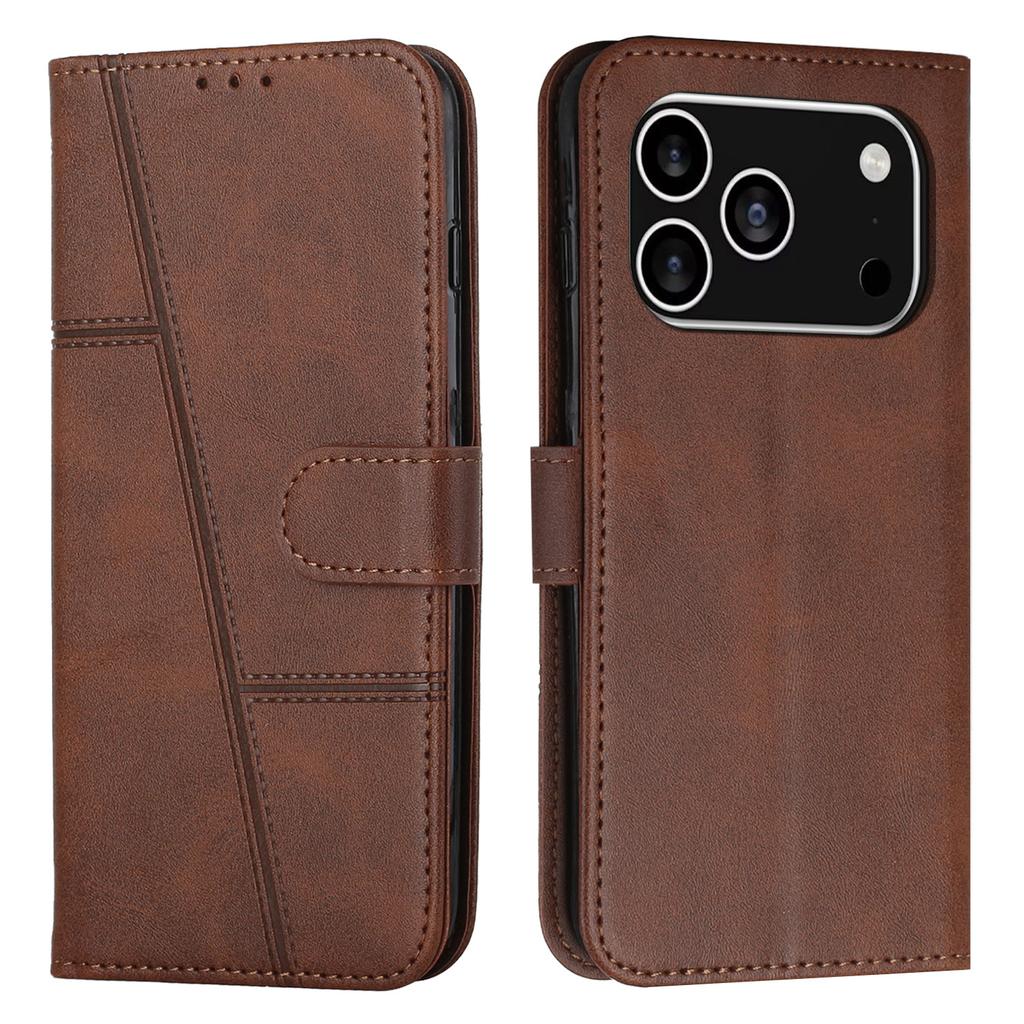 For iPhone 17 Pro Leather Phone Case Foldable Stand Wallet Flip Cover with Strap