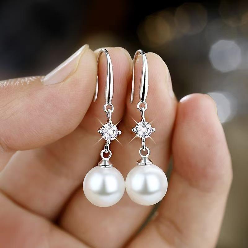 2025 Light Luxury Fashion Earrings: Unique Pearl & Zirconia Ear Hooks, Exquisite Ins Style Ornaments