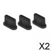 2x3x Type C Charger Cover Silicone Dust Plug Phone Accessories Black , Black, 2 Pcs