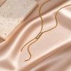 Fashion Stainless Steel Beads Chain Long Drop Necklace 18K Gold Plated Zircon Y-shaped Necklace for Women Non Fading Jewelry