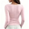 Women's Square Neck Lace Trim Button Front Short Sleeve Fitted Blouse