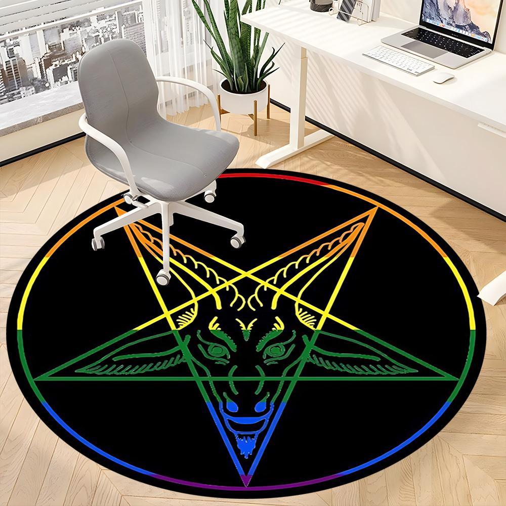 1pc Baphomet, Occult Office Round Area Rug, Under Office Chairs Bedroom Living Room Home Decor, Room Deco, Available in Various Sizes