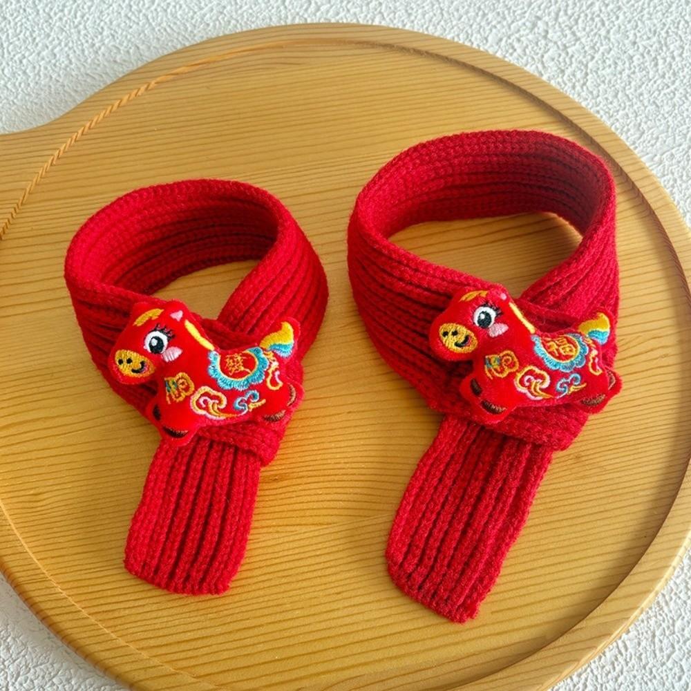 Celebration Decoration Warm Knitted Pet Scarf Cozy Red Color Pet Accessories Warmer Neckerchief Photo Prop